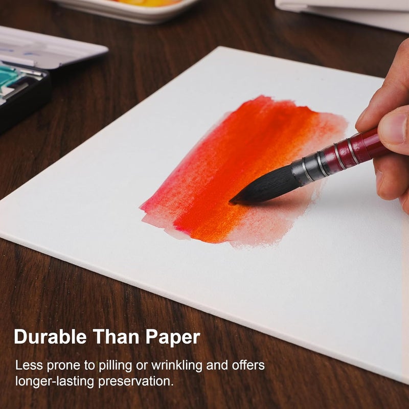 Phoenix Watercolor Canvas Boards for Painting - 4x6 Inch/6 Pack, 100% Cotton Water Color Small Canvas Panels, 8 Oz. / 260g White Blank Medium Texture Flat Canvases for Water Based Paints - Image 5